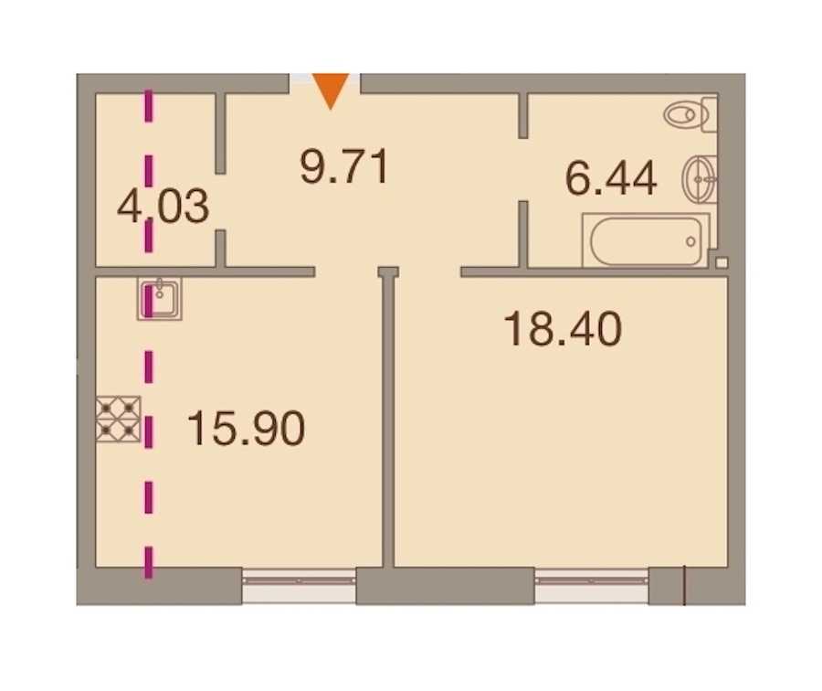Однокомнатная квартира в : площадь 54.48 м2 , этаж: 1 – купить в Санкт-Петербурге